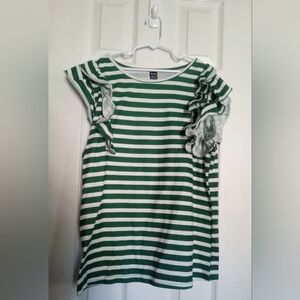 SHEIN Green and White Striped Blouse